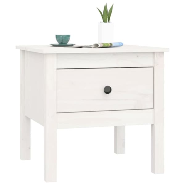 The Living Store sideborde 2 stk. 50x50x49 cm massivt fyrretræ hvid - Sideborde