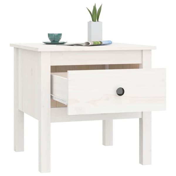 The Living Store sideborde 2 stk. 50x50x49 cm massivt fyrretræ hvid - Sideborde