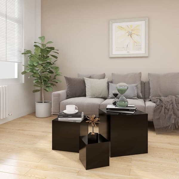 The Living Store Sivupöydät 3 kpl musta tekninen puu -  Apupöydät
