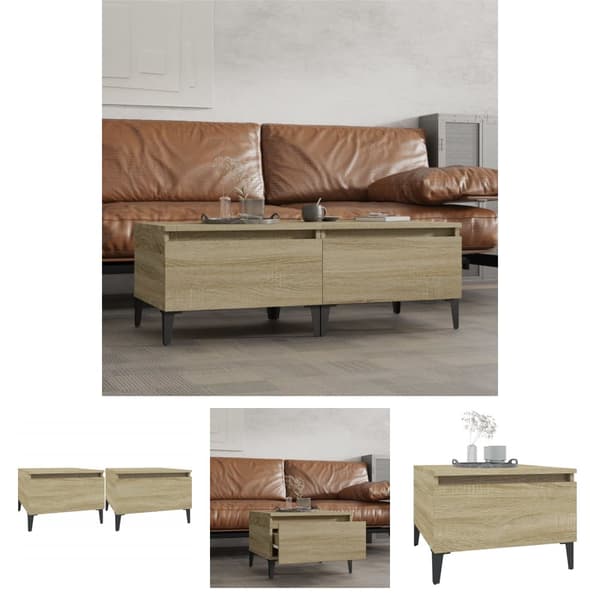 The Living Store sideborde 2 stk. 50x46x35 cm konstrueret træ sonoma-eg -  Sideborde