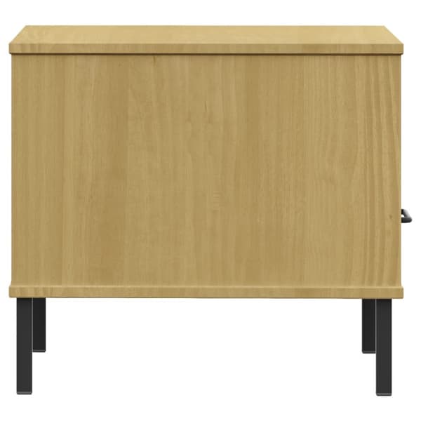 The Living Store sengebord med metalben OSLO massivt fyrretræ brun - Sideborde