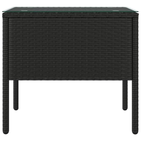 The Living Store sidebord 53x37x48 cm polyrattan og hærdet glas sort -  Sideborde