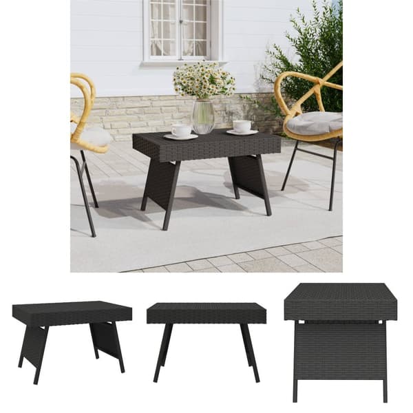 The Living Store foldbart sidebord 60x40x38 cm polyrattan sort - Sideborde