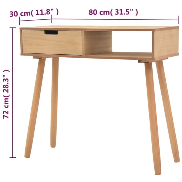 The Living Store Konsolbord massiv furu 80x30x72 cm brun -  Avlastningsbord
