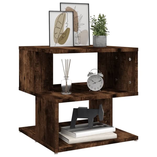 The Living Store Soffbord rökfärgad ek 40x40x40 cm konstruerat trä - Avlastningsbord