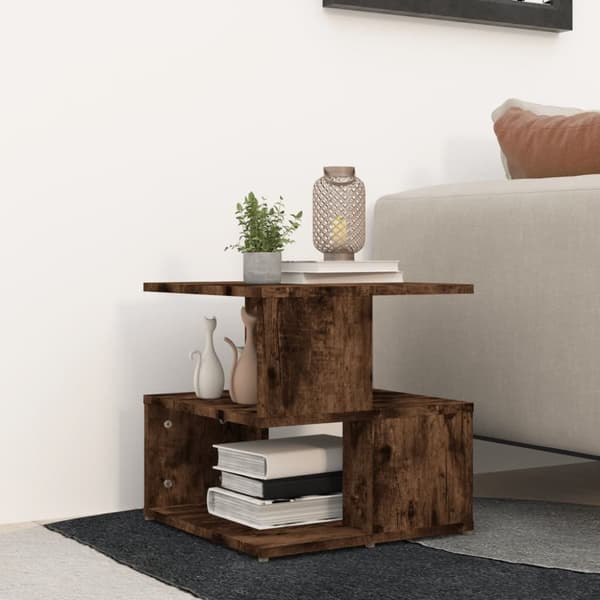 The Living Store Soffbord rökfärgad ek 40x40x40 cm konstruerat trä - Avlastningsbord