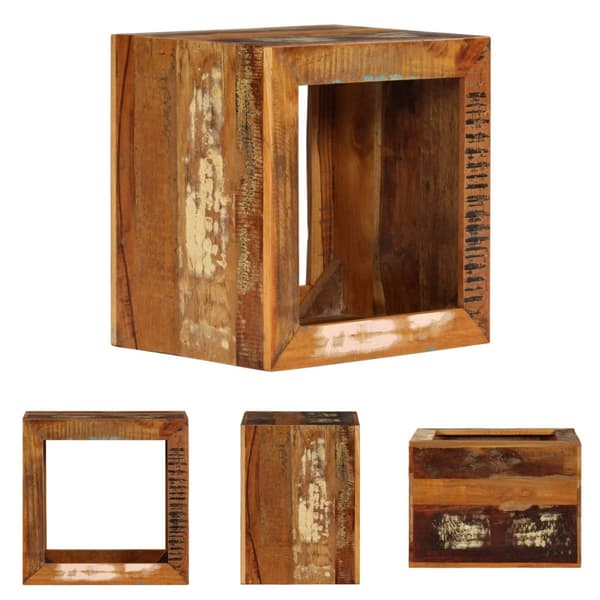 The Living Store skammel 40x30x40 cm massivt genbrugstræ -  Sideborde