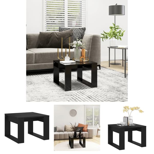 The Living Store sidebord 50x50x35 cm konstrueret træ sort -  Sideborde