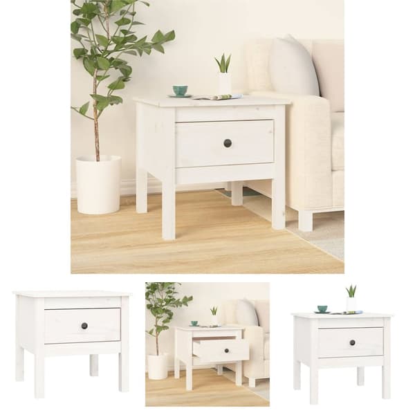 The Living Store Sidobord 2 st vit 50x50x49 cm massivt furuträ -  Avlastningsbord