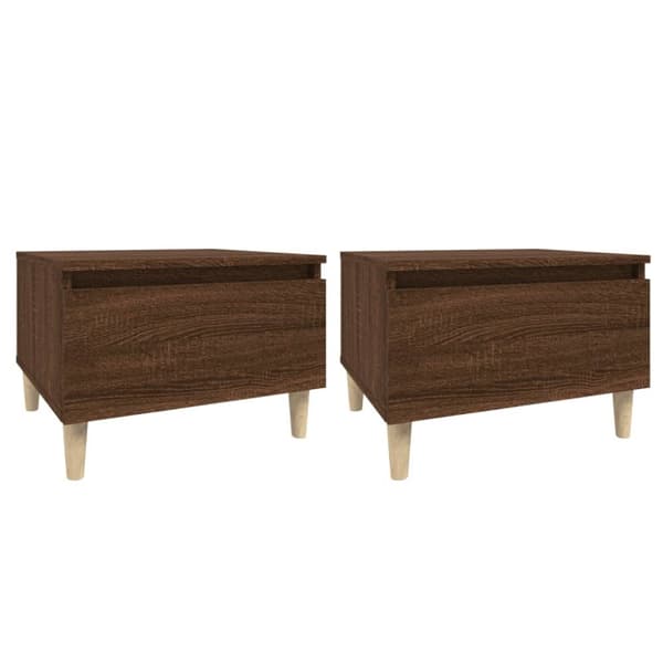 The Living Store sideborde 2 stk. 50x46x35 cm konstrueret træ brun egetræsfarve -  Sideborde