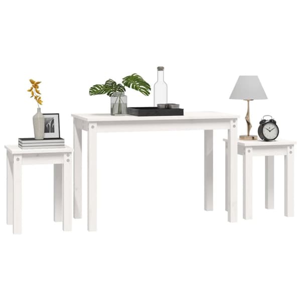 The Living Store indskudsborde 3 stk. massivt fyrretræ hvid - Sideborde