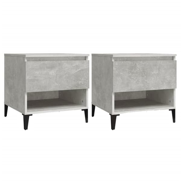 The Living Store sideborde 2 stk. 50x46x50 cm konstrueret træ betongrå - Sideborde