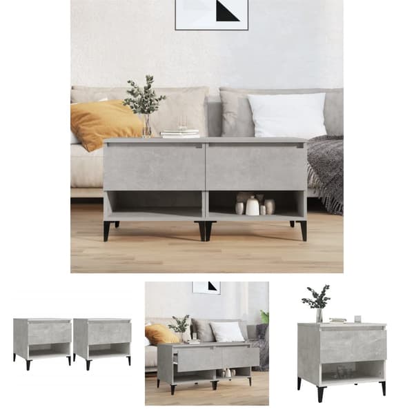 The Living Store sideborde 2 stk. 50x46x50 cm konstrueret træ betongrå - Sideborde