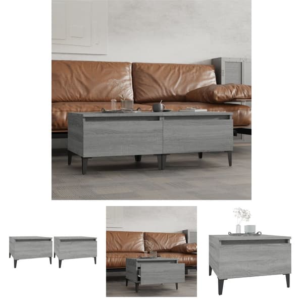The Living Store sideborde 2 stk. 50x46x35 cm konstrueret træ grå sonoma-eg -  Sideborde