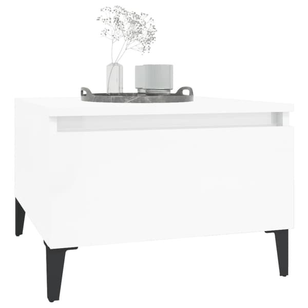 The Living Store sidebord 50x46x35 cm konstrueret træ hvid højglans - Sideborde