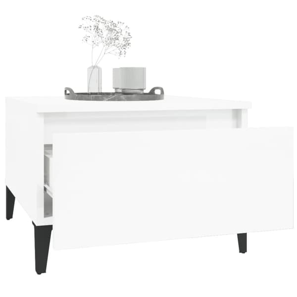 The Living Store sidebord 50x46x35 cm konstrueret træ hvid højglans - Sideborde