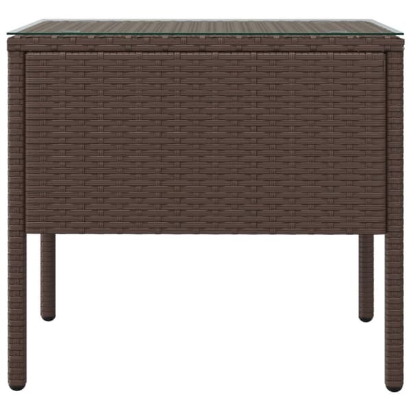 The Living Store sidebord 53x37x48 cm polyrattan og hærdet glas brun -  Sideborde