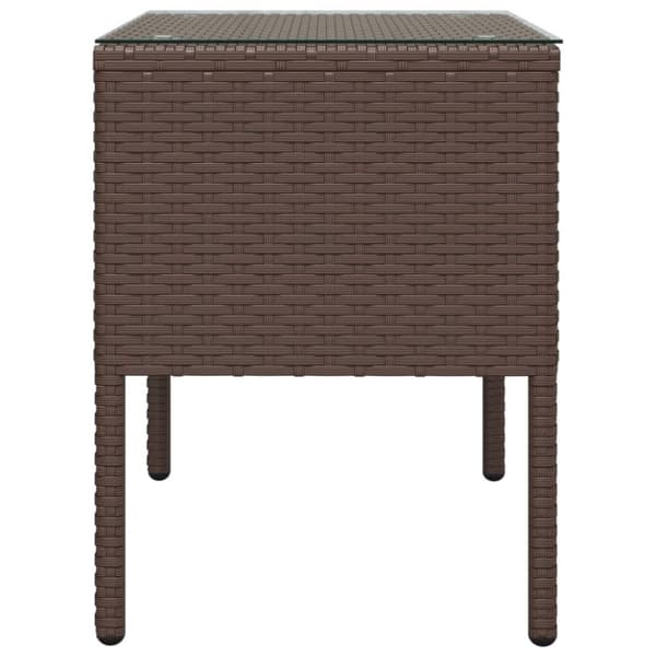 The Living Store sidebord 53x37x48 cm polyrattan og hærdet glas brun -  Sideborde