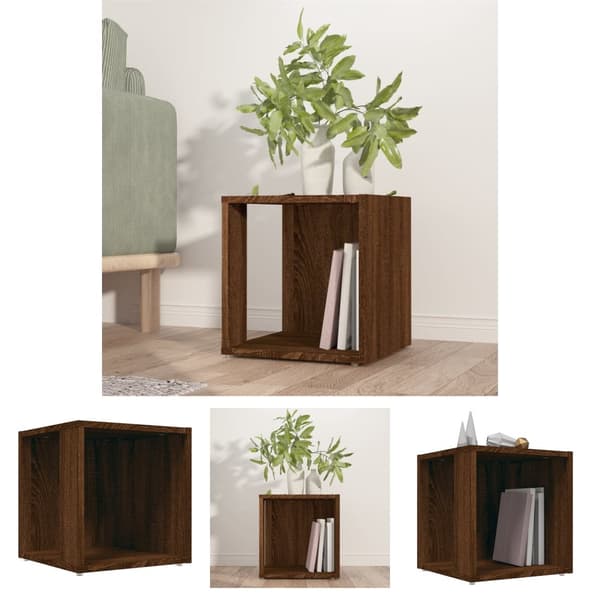 The Living Store sidebord 33x33x34,5 cm konstrueret træ brun egetræ -  Sideborde