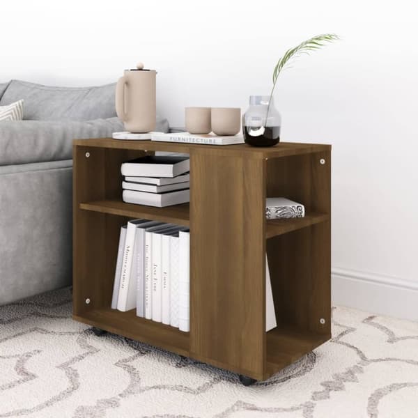 The Living Store Sidobord brun ek 70x35x55 cm konstruerat trä - Avlastningsbord