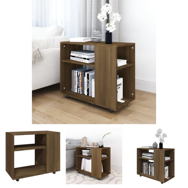 The Living Store Sidobord brun ek 70x35x55 cm konstruerat trä -  Avlastningsbord
