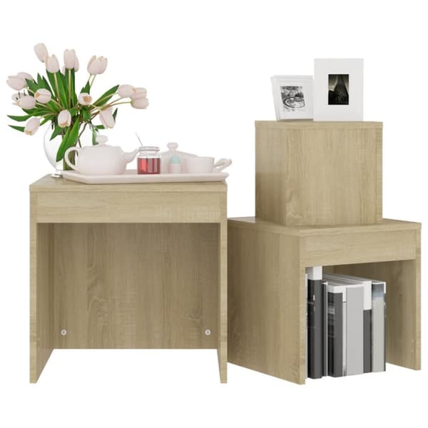 The Living Store Satsbord 3 st sonoma-ek konstruerat trä -  Avlastningsbord