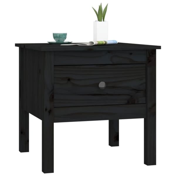 The Living Store Sivupöytä musta 50x50x49 cm täysi mänty -  Apupöydät