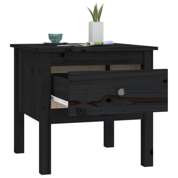 The Living Store Sivupöytä musta 50x50x49 cm täysi mänty -  Apupöydät