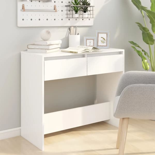 The Living Store Konsolbord vit 89x41x76,5 cm konstruerat trä - Avlastningsbord