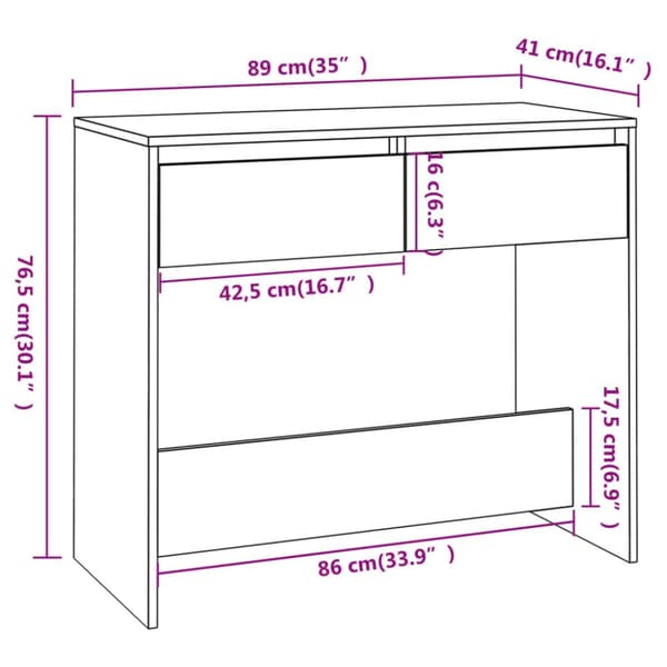 The Living Store Konsolbord vit 89x41x76,5 cm konstruerat trä - Avlastningsbord