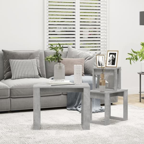The Living Store Sarjapöydät 3 kpl betoninharmaa tekninen puu - Apupöydät