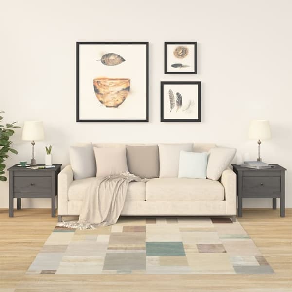 The Living Store Sivupöydät 2 kpl harmaa 50x50x49 cm täysi mänty - Apupöydät