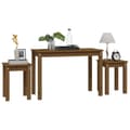 Miniatyrbild 5 av 11: The Living Store Satsbord 3 st honungsbrun massiv furu -  Avlastningsbord