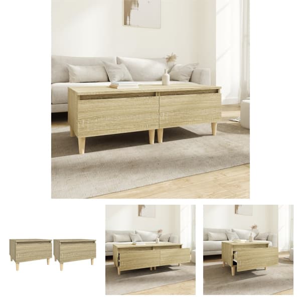 The Living Store sideborde 2 stk. 50x46x35 cm konstrueret træ sonoma-eg -  Sideborde