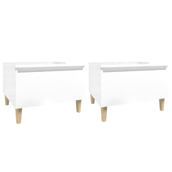 The Living Store sideborde 2 stk. 50x46x35 cm konstrueret træ hvid højglans - Sideborde