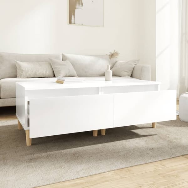 The Living Store sideborde 2 stk. 50x46x35 cm konstrueret træ hvid højglans - Sideborde