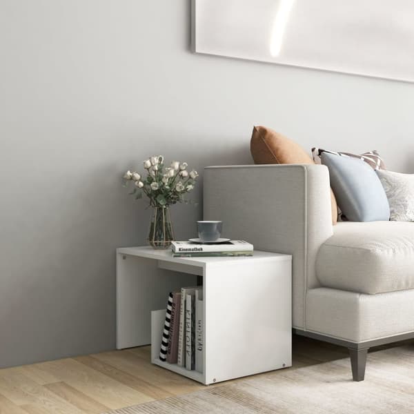 The Living Store sidebord 59x36x38 cm konstrueret træ hvid - Sideborde