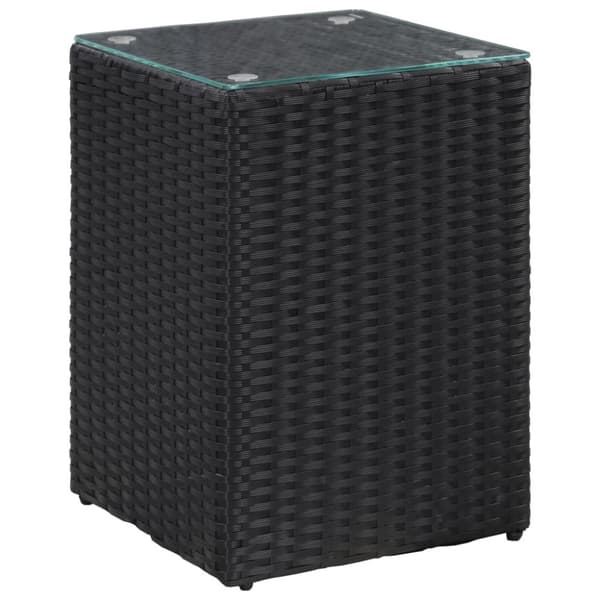 The Living Store sideborde med glastop 3 stk. polyrattan sort - Sideborde