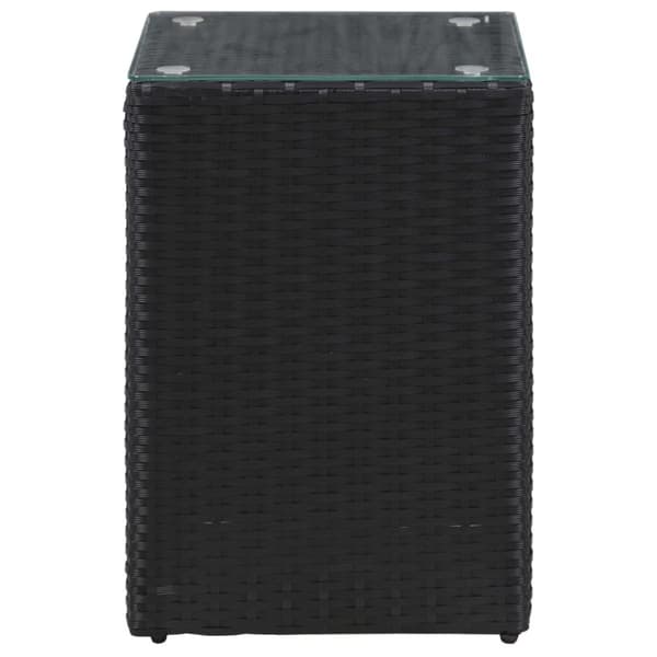 The Living Store sideborde med glastop 3 stk. polyrattan sort - Sideborde