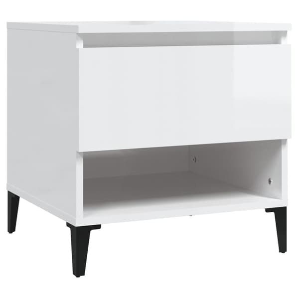 The Living Store sidebord 50x46x50 cm konstrueret træ hvid højglans - Sideborde