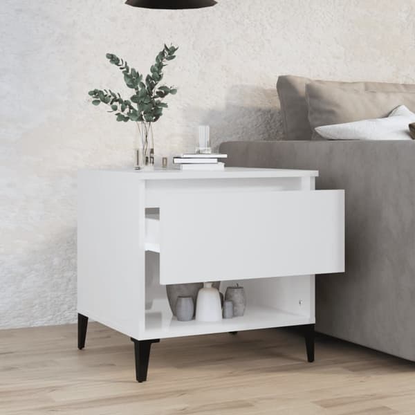 The Living Store sidebord 50x46x50 cm konstrueret træ hvid højglans - Sideborde