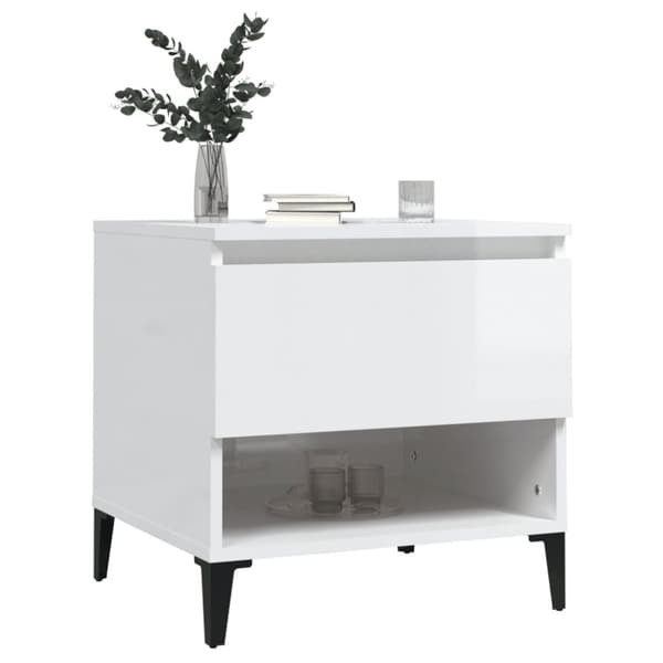The Living Store sidebord 50x46x50 cm konstrueret træ hvid højglans - Sideborde