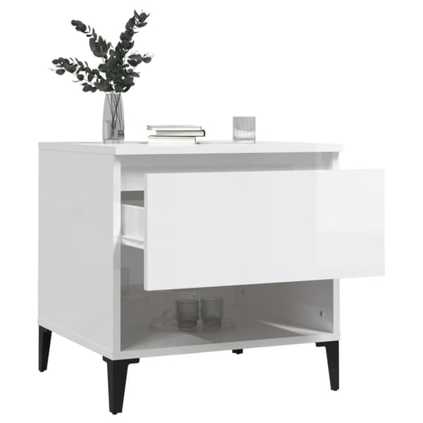 The Living Store sidebord 50x46x50 cm konstrueret træ hvid højglans - Sideborde
