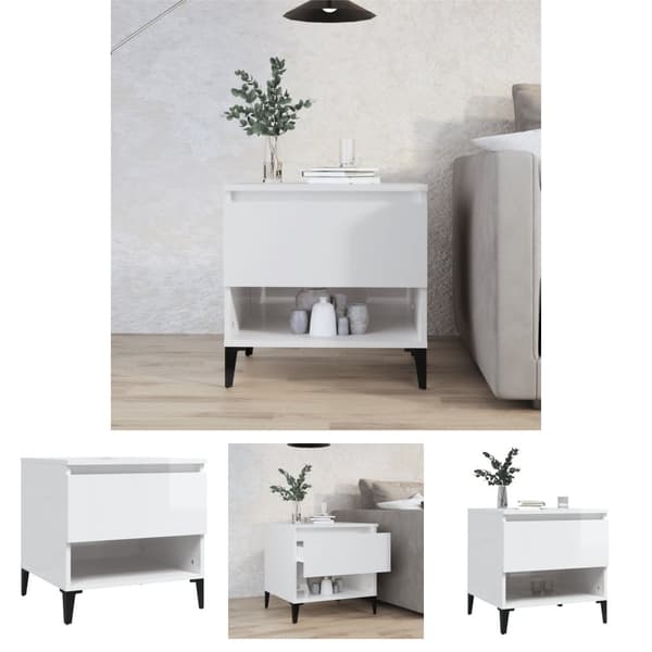 The Living Store sidebord 50x46x50 cm konstrueret træ hvid højglans -  Sideborde