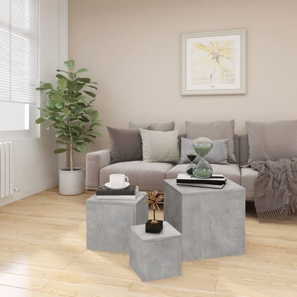 The Living Store sideborde 3 stk. spånplade betongrå -  Sideborde