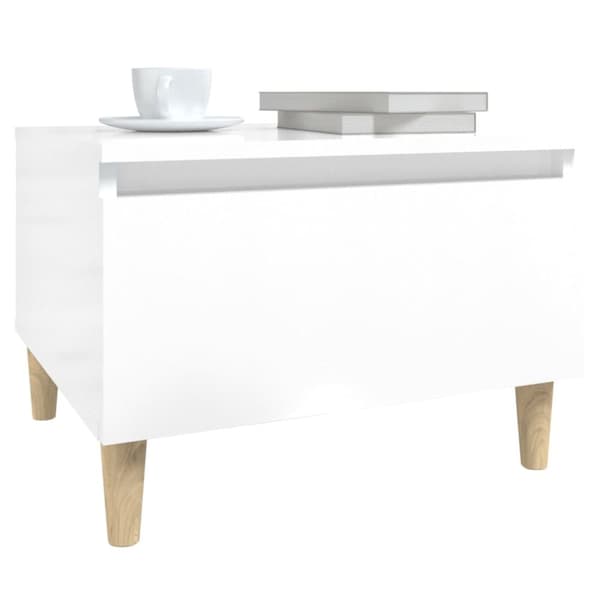 The Living Store sidebord 50x46x35 cm konstrueret træ hvid højglans - Sideborde