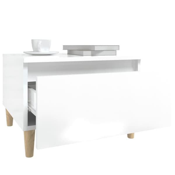 The Living Store sidebord 50x46x35 cm konstrueret træ hvid højglans - Sideborde