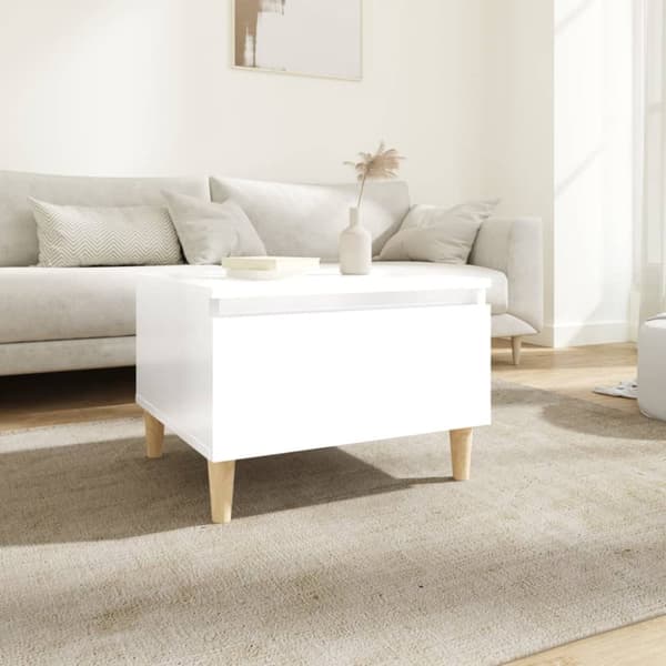 The Living Store sidebord 50x46x35 cm konstrueret træ hvid højglans -  Sideborde