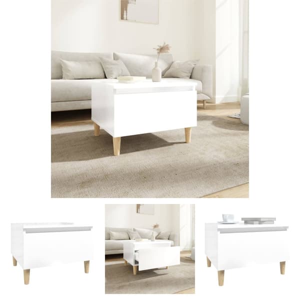 The Living Store sidebord 50x46x35 cm konstrueret træ hvid højglans - Sideborde