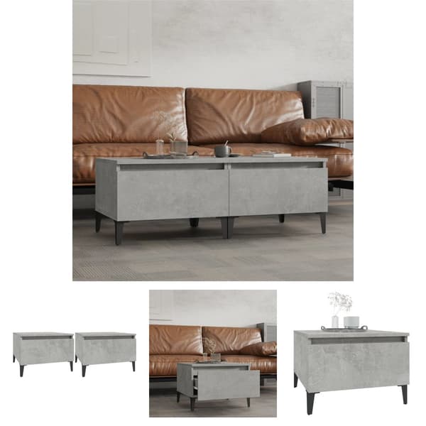 The Living Store sideborde 2 stk. 50x46x35 cm konstrueret træ betongrå -  Sideborde